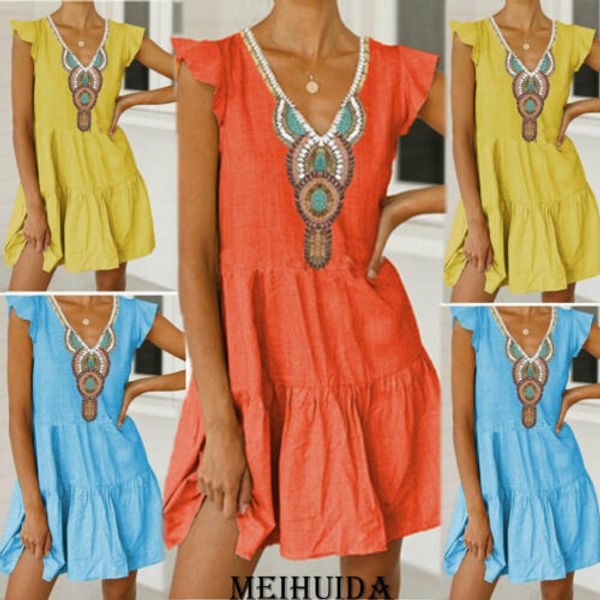 fashion boho dress womens holiday sleeveless ladies short mini summer print beach dress size 6-14, Black;gray
fashion boho dress womens holiday sleeveless ladies short mini summer print beach dress size 6-14, Black;gray