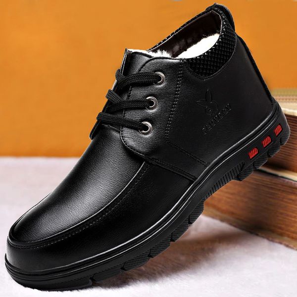 2019 winter new wool inner thickened men's leather formal leather shoes warm and antiskid short boots high shoes, Black
2019 winter new wool inner thickened men's leather formal leather shoes warm and antiskid short boots high shoes, Black