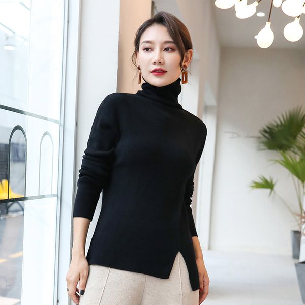 women's sweater under a stylish fall/winter 2020 turtleneck lady sweater with an irregular base, White;black
women's sweater under a stylish fall/winter 2020 turtleneck lady sweater with an irregular base, White;black