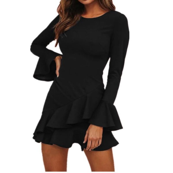 new arrival dress women ladies long sleeve trumpet ruffle bodycon dress evening party club black dresses, Black;pink
new arrival dress women ladies long sleeve trumpet ruffle bodycon dress evening party club black dresses, Black;pink
