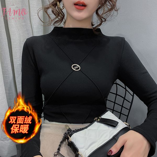 autumn winter t shirt women turtleneck brushed sanding argyle cotton t shirt tee stretchy long sleeve bottoming t9n393, White
autumn winter t shirt women turtleneck brushed sanding argyle cotton t shirt tee stretchy long sleeve bottoming t9n393, White