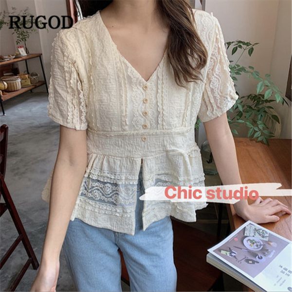 rugod 2019 new arrival women shirt v-neck short sleeves lace buttons spilt slim blouse fairy temperament french style modis, White
rugod 2019 new arrival women shirt v-neck short sleeves lace buttons spilt slim blouse fairy temperament french style modis, White