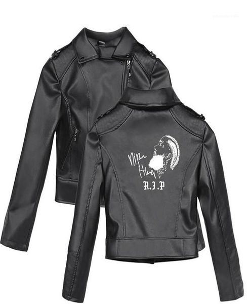 leather jacket plus size long sleeve female coat teenager style nipsey hussle pattern print with zipper, Black
leather jacket plus size long sleeve female coat teenager style nipsey hussle pattern print with zipper, Black