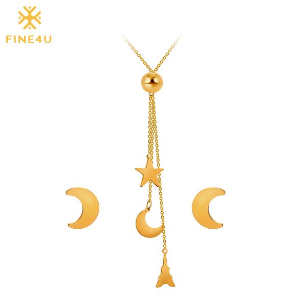 2018 new fine4u n012 316l stainless steel jewelry sets for women moon necklace & earrings wedding jewelry set, Silver
2018 new fine4u n012 316l stainless steel jewelry sets for women moon necklace & earrings wedding jewelry set, Silver