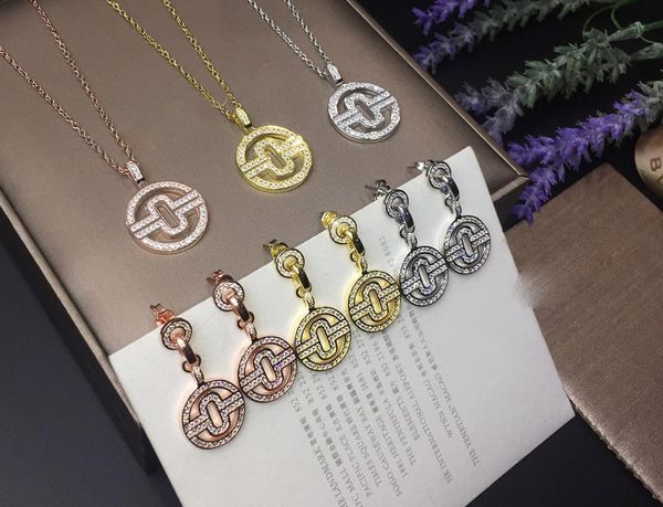 fahmi round necklace earrings set rose gold platinum couple explosion models pseudo gold plating 18k thick gold haute couture necklace, Silver 
fahmi round necklace earrings set rose gold platinum couple explosion models pseudo gold plating 18k thick gold haute couture necklace, Silver