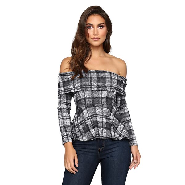feitong brand clothes womens and blouses women elegant long sleeve off shoulder checks blouse shirt blusas mujer, White
feitong brand clothes womens and blouses women elegant long sleeve off shoulder checks blouse shirt blusas mujer, White