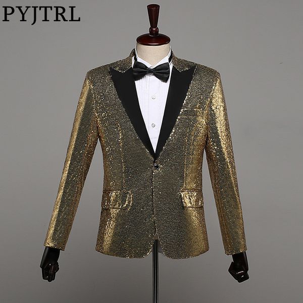 pyjtrl men fashion champagne gold silver red blue black sequins paillette blazer plus size club bar singer slim fit suit jacket, White;black
pyjtrl men fashion champagne gold silver red blue black sequins paillette blazer plus size club bar singer slim fit suit jacket, White;black
