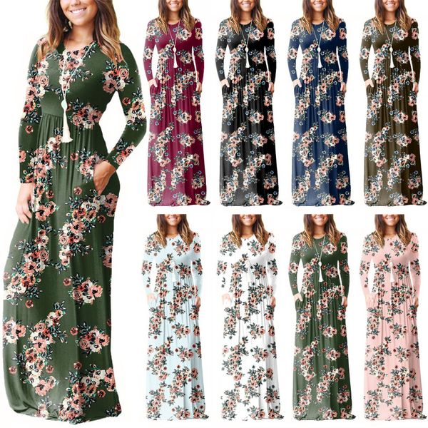 women's casual printed long skirt round collar pocket long sleeve dress, Black;gray
women's casual printed long skirt round collar pocket long sleeve dress, Black;gray