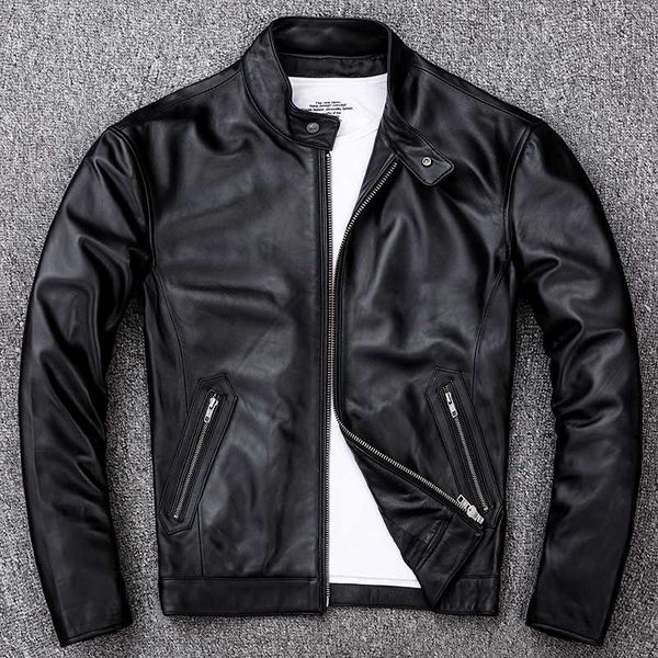 black real leather jacket men motorcycle jackets autumn stand collar zipper genuine sheepskin coat size s-4xl
black real leather jacket men motorcycle jackets autumn stand collar zipper genuine sheepskin coat size s-4xl