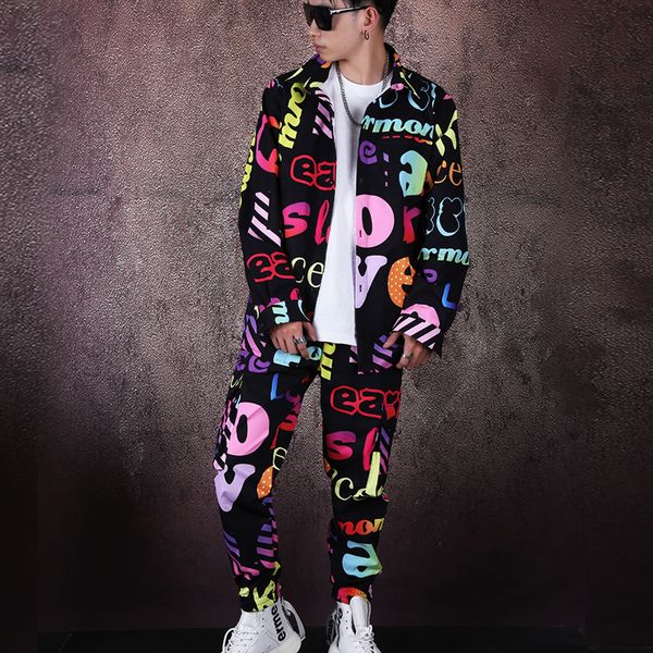 men 2pcs suits sets (shirt+pant) male long sleeve loose casual streetwear hip hop print shirt jacket coat harem trousers, White;black
men 2pcs suits sets (shirt+pant) male long sleeve loose casual streetwear hip hop print shirt jacket coat harem trousers, White;black