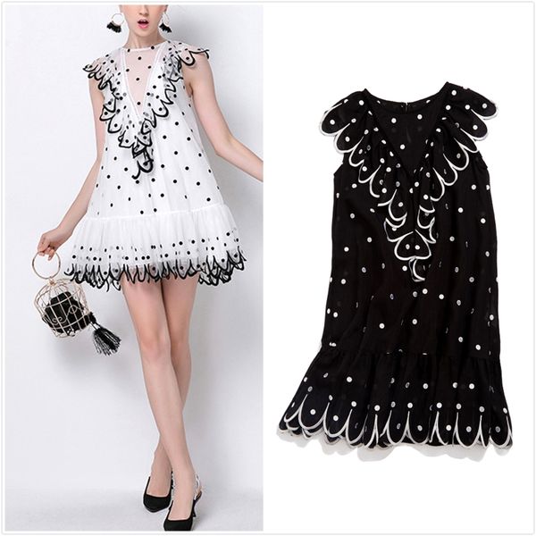 ladies chic clothes patchwork party dress fashion summer dress women o neck sleeveless dot printed mini vestido dz528, Black;gray
ladies chic clothes patchwork party dress fashion summer dress women o neck sleeveless dot printed mini vestido dz528, Black;gray
