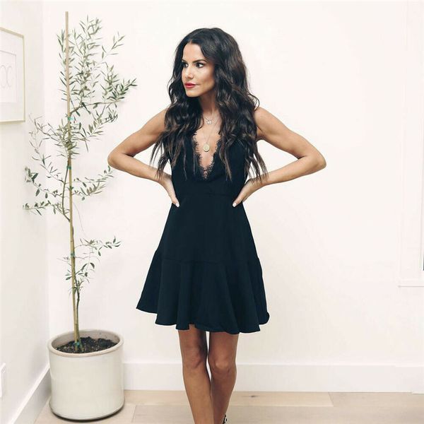 women v neck wrap mini dress lace black summer sleeveless dress women robe femme vestido, Black;gray
women v neck wrap mini dress lace black summer sleeveless dress women robe femme vestido, Black;gray