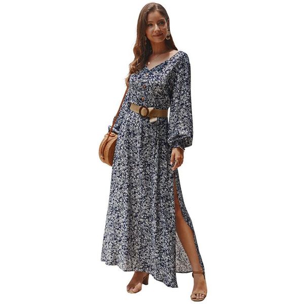 casual dresses bohemian v-neck long sleeve floral maxi dress 2021 spring women split high waist button holiday vestidos femme, Black;gray
casual dresses bohemian v-neck long sleeve floral maxi dress 2021 spring women split high waist button holiday vestidos femme, Black;gray