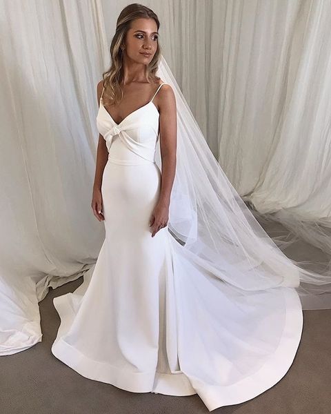 spaghetti straps long wedding gowns sweetheart mermaid ivory satin wedding dresses summer design backless robe de mariage, White
spaghetti straps long wedding gowns sweetheart mermaid ivory satin wedding dresses summer design backless robe de mariage, White