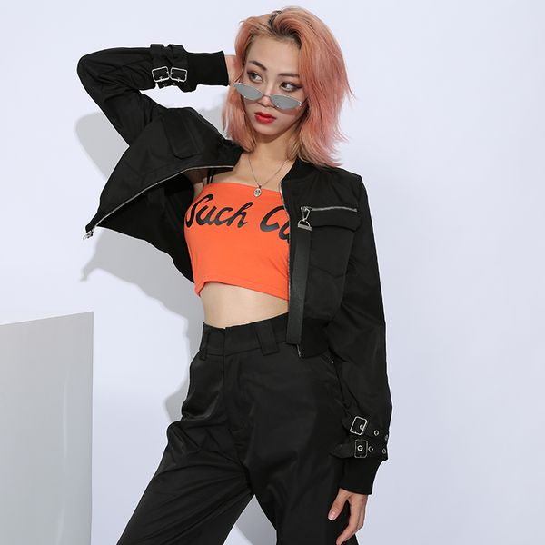 women black streetwear cropped jackets spring autumn long sleeve zipper jackets slim adjustable sleeve fashion short, Black;brown
women black streetwear cropped jackets spring autumn long sleeve zipper jackets slim adjustable sleeve fashion short, Black;brown