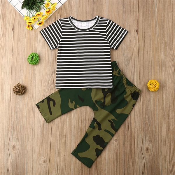 summer boys kids clothes set round collar short sleeve striped t-shirt camouflage trousers 2 pcs kids designer clothes boys jy499, White
summer boys kids clothes set round collar short sleeve striped t-shirt camouflage trousers 2 pcs kids designer clothes boys jy499, White
