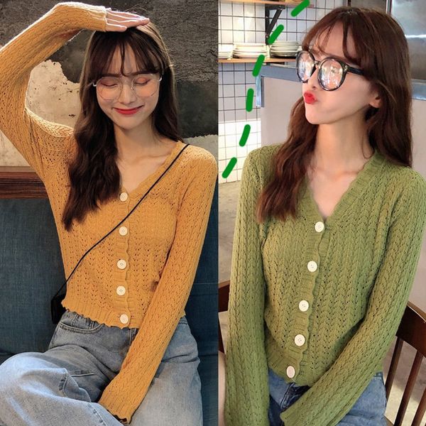 korean autumn sweater women v-neck long sleeved solid color sweater slim button hollow out knit cardigan new, White
korean autumn sweater women v-neck long sleeved solid color sweater slim button hollow out knit cardigan new, White