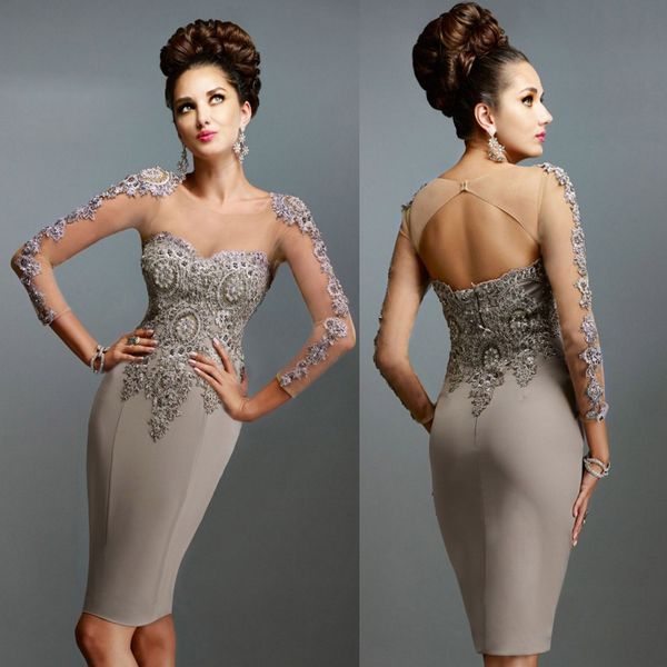 elegant janique sheath mother of the bride dresses jewel long sleeve lace applique crystal wedding guest dress knee length evening gowns, Black;red
elegant janique sheath mother of the bride dresses jewel long sleeve lace applique crystal wedding guest dress knee length evening gowns, Black;red