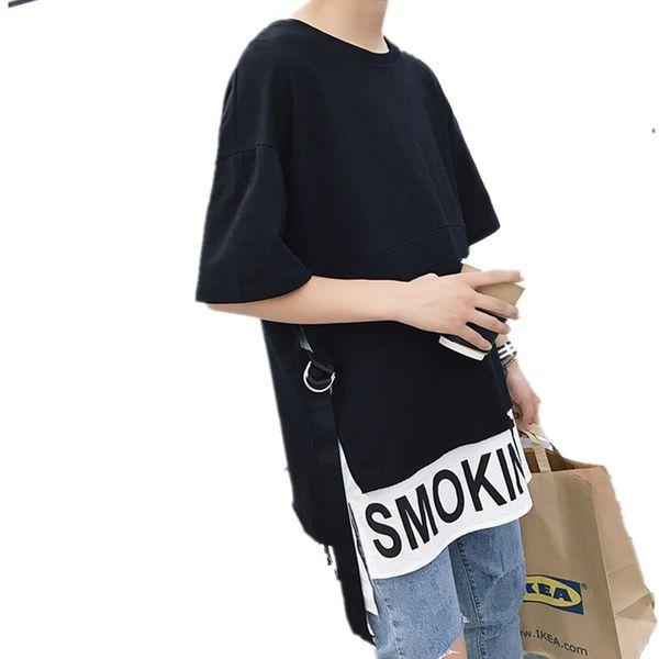 men's t-shirts men harajuku hip hop oversized t shirt ribbon patchwork fake two piece streetwear side split casual tees, White;black
men's t-shirts men harajuku hip hop oversized t shirt ribbon patchwork fake two piece streetwear side split casual tees, White;black