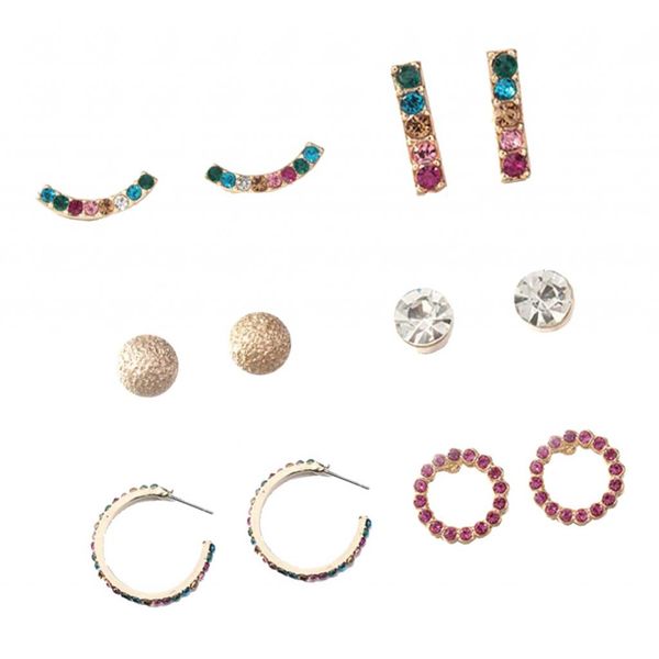 6 pairs assorted multiple stud earrings set for women teens girls chic simple crystal ball hoop earring set for daily wear, Golden
6 pairs assorted multiple stud earrings set for women teens girls chic simple crystal ball hoop earring set for daily wear, Golden