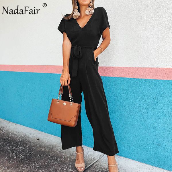 nadafair short sleeve casual jumpsuits women v neck belt lace up office summer rompers women jumpsuits overalls long pants, Black;white
nadafair short sleeve casual jumpsuits women v neck belt lace up office summer rompers women jumpsuits overalls long pants, Black;white