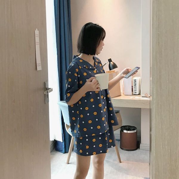 spring and summer pajamas female cartoon cute fresh student girl casual home service, Black;red
spring and summer pajamas female cartoon cute fresh student girl casual home service, Black;red