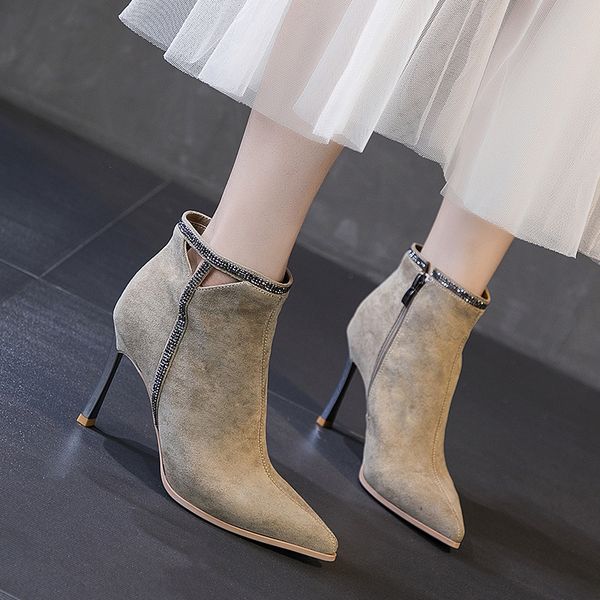 elegant crystal mid calf boots for women flock zip autumn boots pointed toe high thin heels winter ladies shoes cotton fabric, Black
elegant crystal mid calf boots for women flock zip autumn boots pointed toe high thin heels winter ladies shoes cotton fabric, Black
