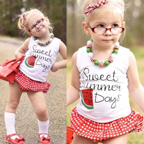 2018 New Kids Girl Watermelon Clothes Summer Baby Girls Print Cotton Vest T-shirt Red Plaid Short Pants Outfits Children Clothes
2018 New Kids Girl Watermelon Clothes Summer Baby Girls Print Cotton Vest T-shirt Red Plaid Short Pants Outfits Children Clothes