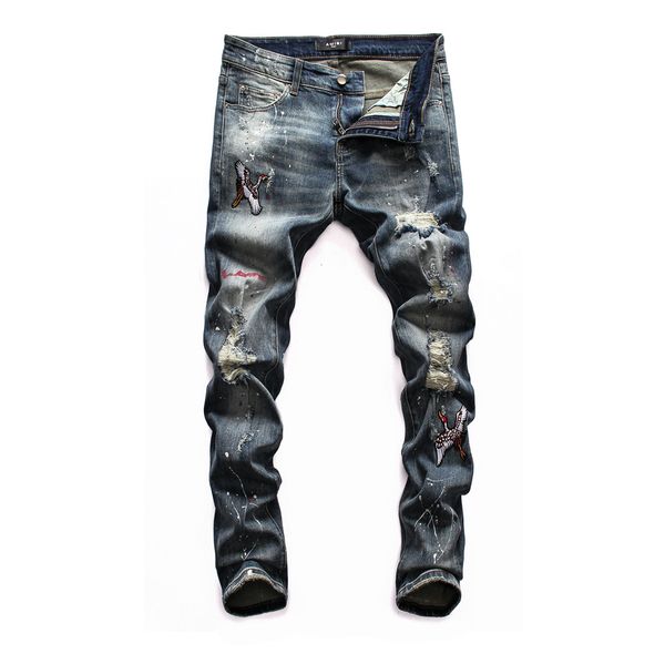 2020 new arrival brand designer men denim jeans embroidery pants fashion motorcycle mens skinny jeans, Blue
2020 new arrival brand designer men denim jeans embroidery pants fashion motorcycle mens skinny jeans, Blue