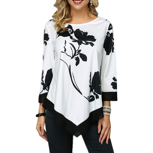 new autumn print irregular female shirt plus size women casual o neck three quarter sleeve women blouses plus size 5xl, White
new autumn print irregular female shirt plus size women casual o neck three quarter sleeve women blouses plus size 5xl, White