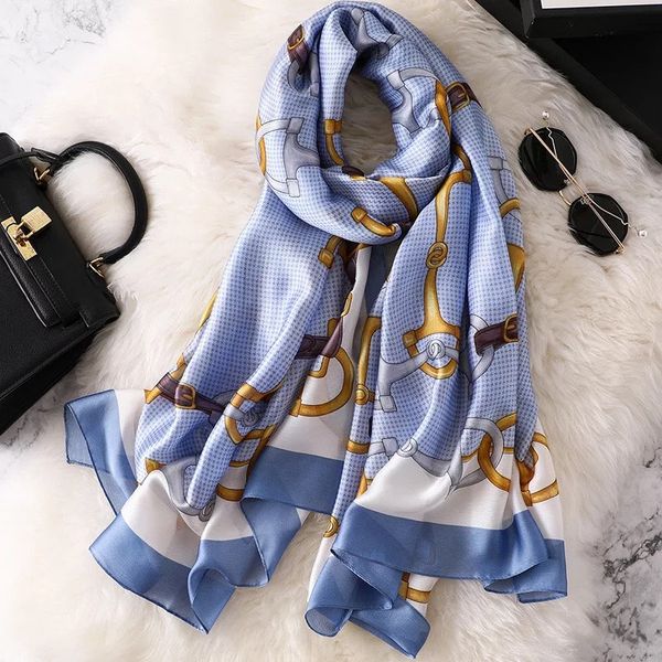 2019 classic women silk scarf female scarves fashion ladies beach wrap chiffon shawl sunscreen soft bandanna foulard muffler, Blue;gray
2019 classic women silk scarf female scarves fashion ladies beach wrap chiffon shawl sunscreen soft bandanna foulard muffler, Blue;gray