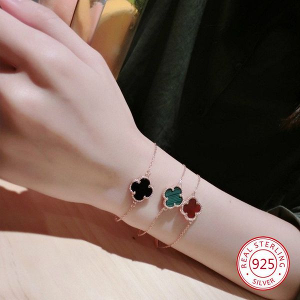 s925 sterling silver four-leaf clover bracelet female models european and american fashion hand jewelry christmas gifts, Golden;silver
s925 sterling silver four-leaf clover bracelet female models european and american fashion hand jewelry christmas gifts, Golden;silver