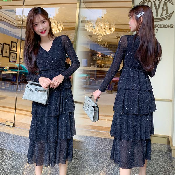 2019 spring autumn korean casual v-neck bright silk hip midi dress women waist slim party belt dress kleider damen dresses, Black;gray
2019 spring autumn korean casual v-neck bright silk hip midi dress women waist slim party belt dress kleider damen dresses, Black;gray
