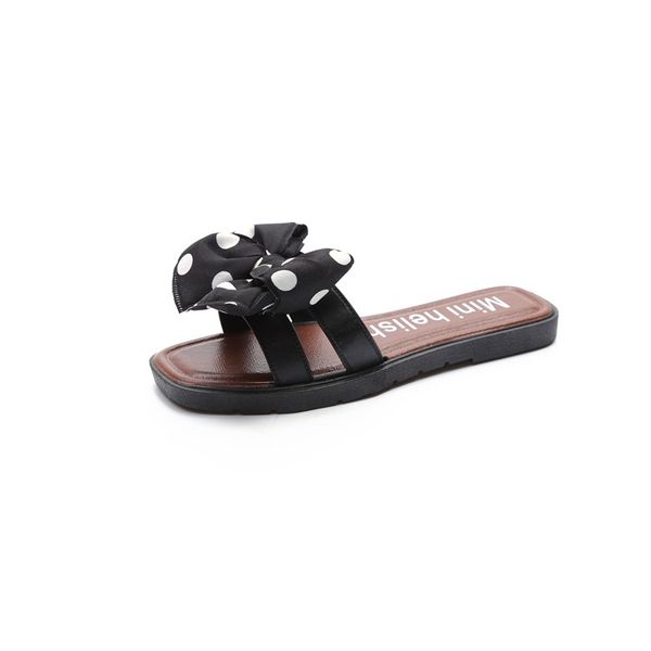 heli shark flat bottom bow slippers womens summer fashion 2018 summer word drag women wear beach shoes to prevent slipping, Black 
heli shark flat bottom bow slippers womens summer fashion 2018 summer word drag women wear beach shoes to prevent slipping, Black