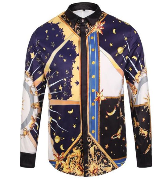 new high-quality european luxury white printed long sleeve men's shirt, White;black
new high-quality european luxury white printed long sleeve men's shirt, White;black