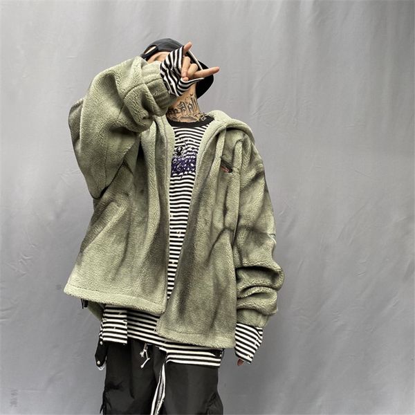 luxury mens cardigan coat designer winter thick loose outerwear fashion mens hooded coats, Black