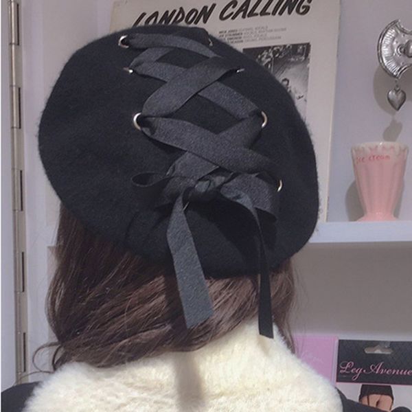 2018 new lady elegant black japanese harajuku wind strap beret cap for women, Blue;gray
2018 new lady elegant black japanese harajuku wind strap beret cap for women, Blue;gray
