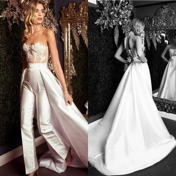 detachable train jumpsuit wedding dresses strapless floral lace applique see though party dress for bride wedding guest dress new, White
detachable train jumpsuit wedding dresses strapless floral lace applique see though party dress for bride wedding guest dress new, White