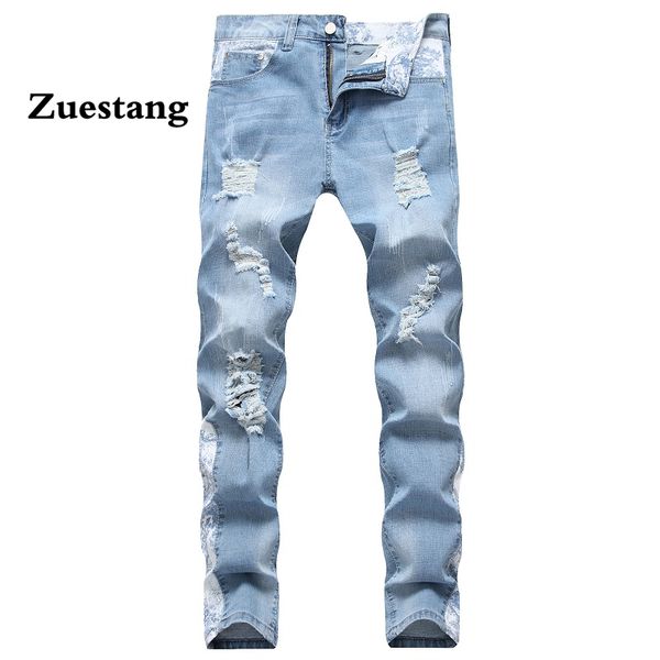 zeustang 2020 spring punk style men's jeans fashion casual new straight high elasticity 29-42 washed ripped hole trousers, Blue
zeustang 2020 spring punk style men's jeans fashion casual new straight high elasticity 29-42 washed ripped hole trousers, Blue