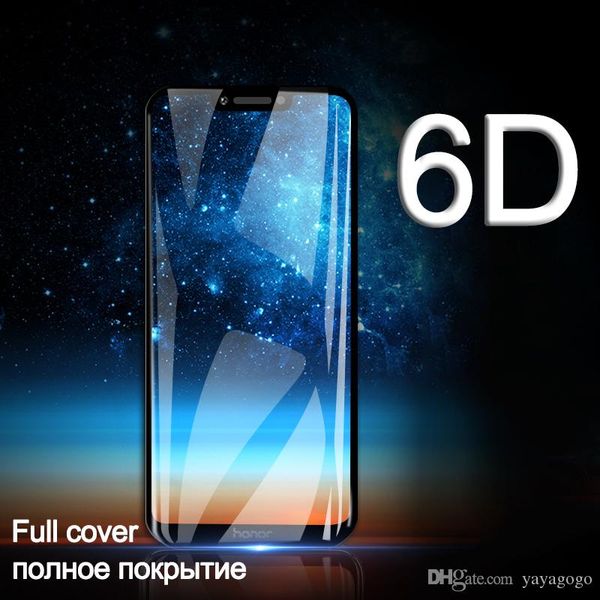 

sell 6d full cover curved tempered glass for huawei honor 8x 9 10 lite nova 3 glass on p smart 2019 y9 honor v20 8c screen protector