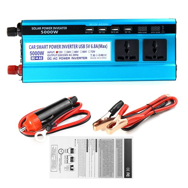 solar inverter 12/24/48v 220v 5000w inverter voltage converter transformer 4 usb solar power charger for car home
solar inverter 12/24/48v 220v 5000w inverter voltage converter transformer 4 usb solar power charger for car home