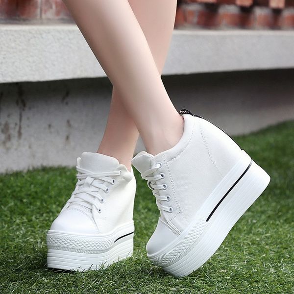 2020 new spring and autumn, increase women's shoes, wedges, casual canvas, white shoes, thick soles, lace-up shoes, Black
2020 new spring and autumn, increase women's shoes, wedges, casual canvas, white shoes, thick soles, lace-up shoes, Black