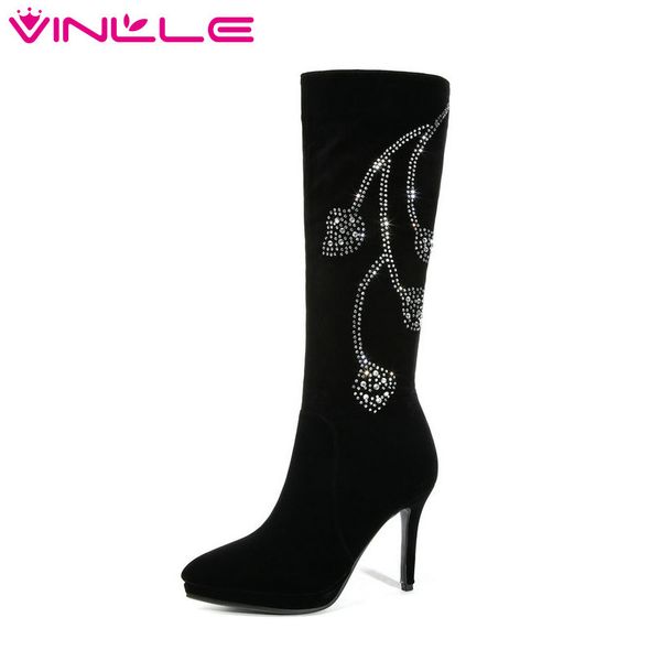 vinlle 2019 women knee high boots all match thin high heel winter shoes pointed toe women shoes boots big size 34-42, Black
vinlle 2019 women knee high boots all match thin high heel winter shoes pointed toe women shoes boots big size 34-42, Black