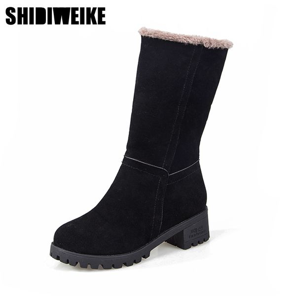 size 35-40 fashion suede boots round toe mid calf boots women winter keep warm snow x399, Black
size 35-40 fashion suede boots round toe mid calf boots women winter keep warm snow x399, Black