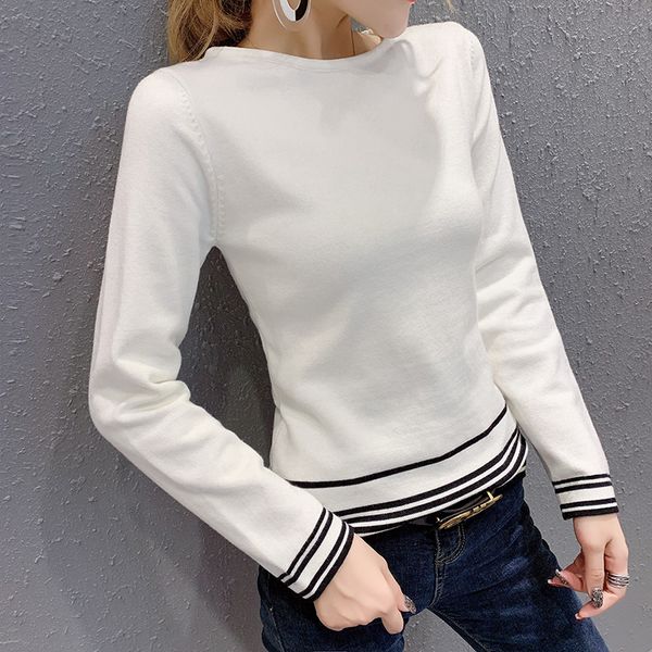 good quality women clothing latest 2020 spring autumn winter korean vestidos striped knit elastic thin sweaters female k0179, White;black
good quality women clothing latest 2020 spring autumn winter korean vestidos striped knit elastic thin sweaters female k0179, White;black