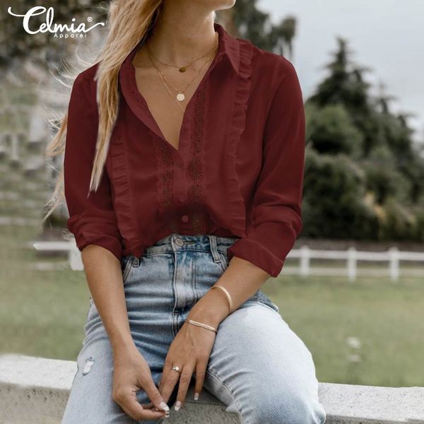 celmia 2019 fashion ruffles blouses women long sleeve lapel tunic casual hollow out lace shirts ladies elegant blusas mujer, White
celmia 2019 fashion ruffles blouses women long sleeve lapel tunic casual hollow out lace shirts ladies elegant blusas mujer, White