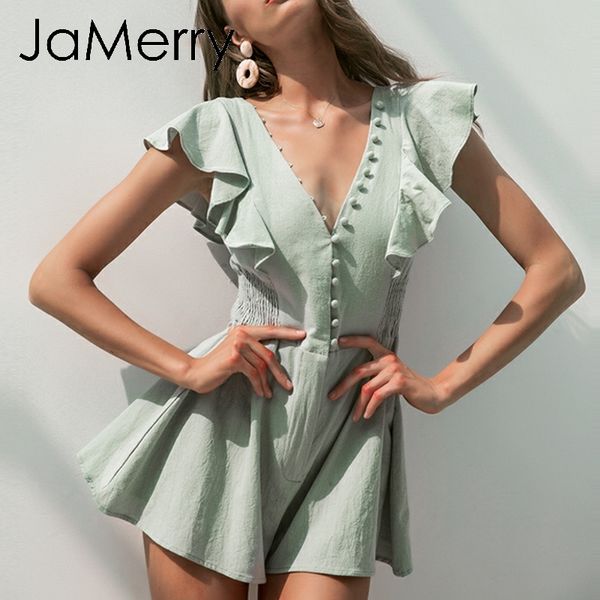 jamerry vintage elegant ruched linen women romper summer buttons ruffle short jumpsuit casual light green overalls 2019, Black;white
jamerry vintage elegant ruched linen women romper summer buttons ruffle short jumpsuit casual light green overalls 2019, Black;white