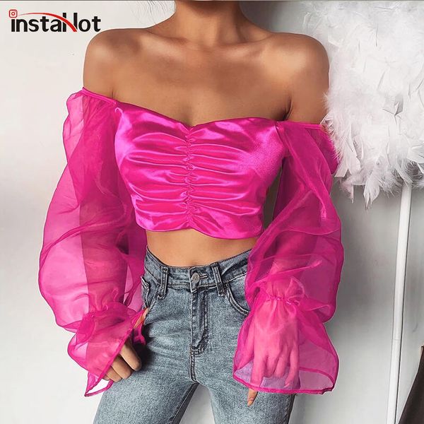 instapuff sleeve blouse cropped off the shoulder mesh chiffon mesh sleeve elegant ruched ladies spring shirt women, White
instapuff sleeve blouse cropped off the shoulder mesh chiffon mesh sleeve elegant ruched ladies spring shirt women, White