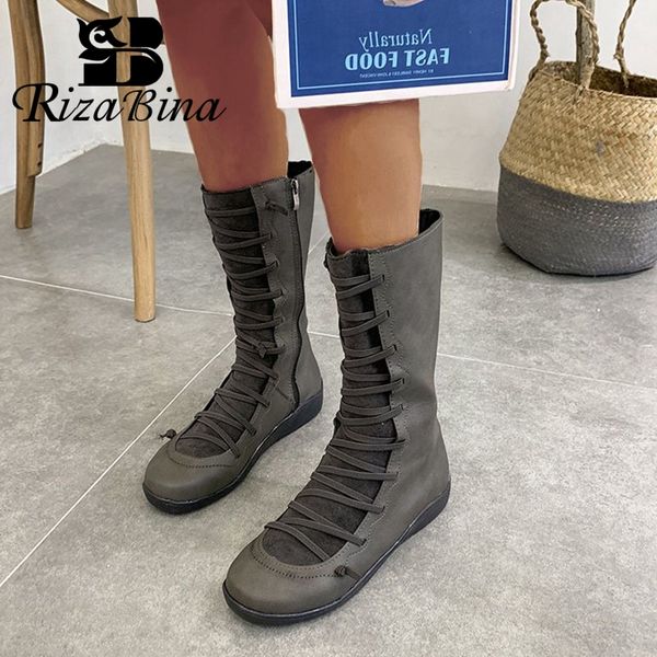 rizabina shoes women mid calf boots round toe lace up zipper patchwork retro vintage shoes casual ladies footwear size 35-43, Black
rizabina shoes women mid calf boots round toe lace up zipper patchwork retro vintage shoes casual ladies footwear size 35-43, Black