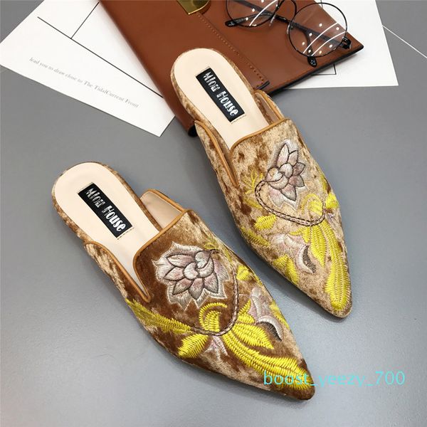 gold velvet pointed toe slippers embroidery mules flats shoes woman plus size 34-41 leisure slides femme comfy casual flip flops 70b, Black
gold velvet pointed toe slippers embroidery mules flats shoes woman plus size 34-41 leisure slides femme comfy casual flip flops 70b, Black